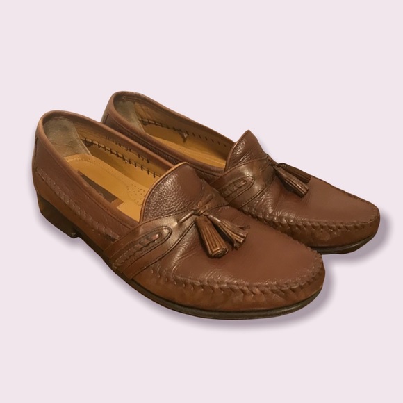 Tasso Elba Men’s shoes Brown Leather Tassel slip on Loafers size 8.5 - Picture 6 of 9
